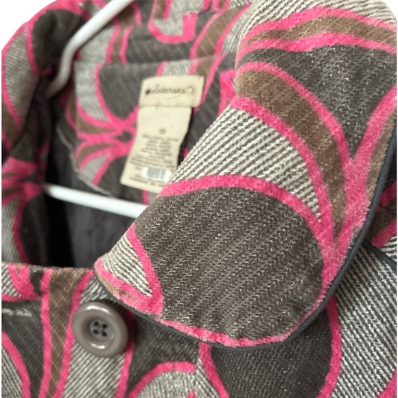 Elevenses Anthropologie Paisley Pink Grey Peacoat Sz 12 NWOT Winter Coat - Picture 5 of 9
